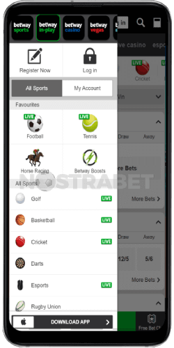 betway android app menu